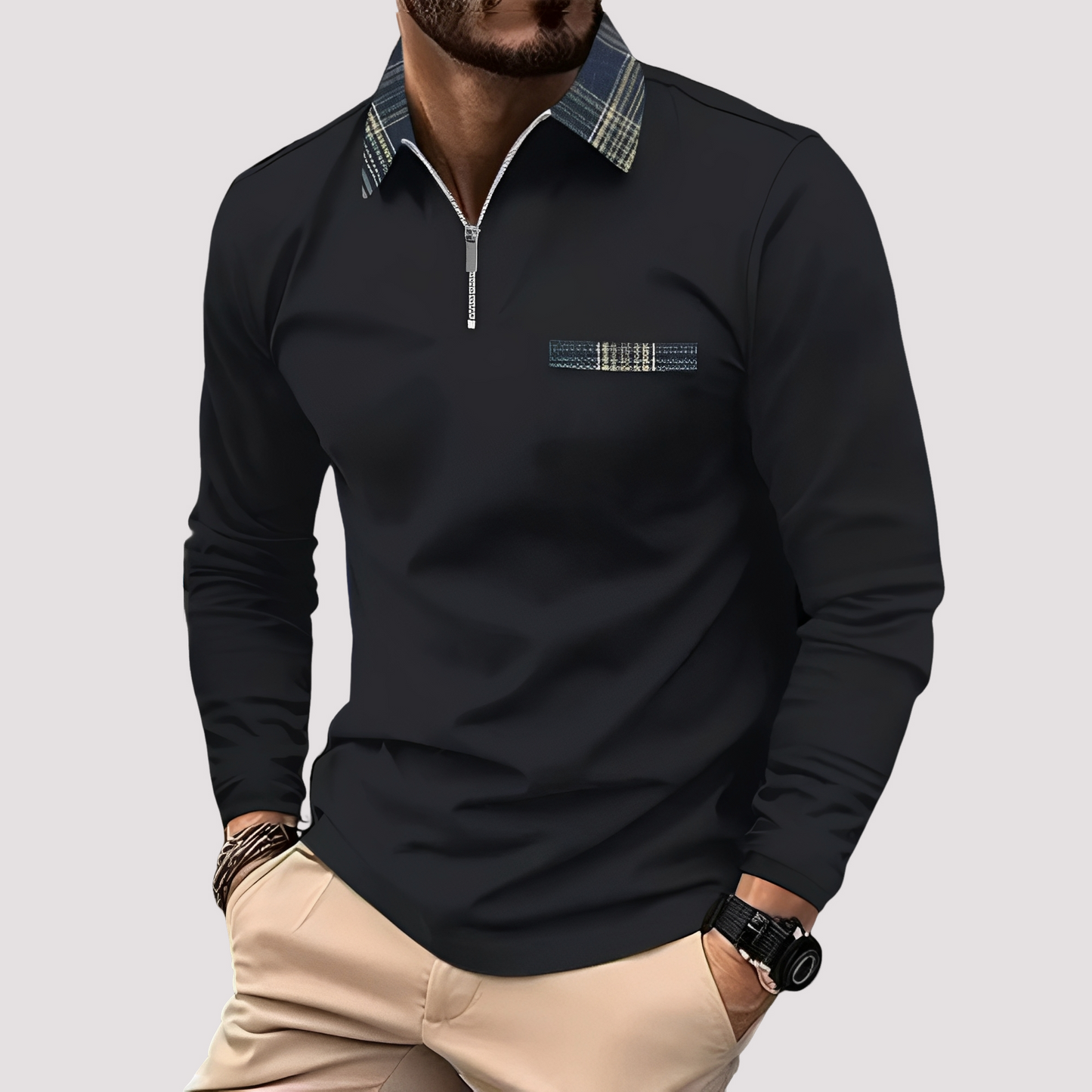 Aidan - Men's stylish long-sleeve polo shirt