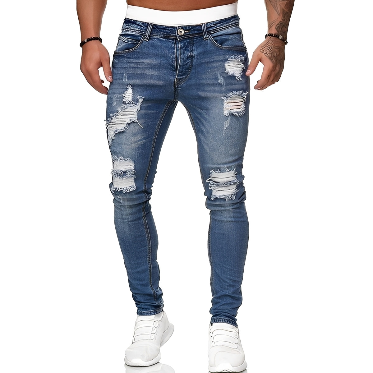 Annie - Men's casual ripped skinny jeans