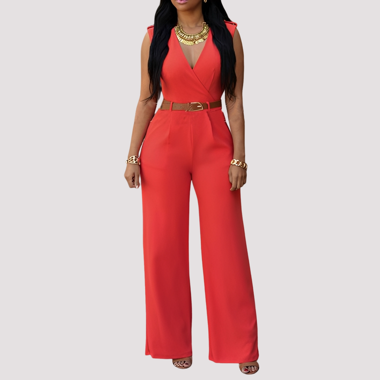Esther - Women's elegant jumpsuit with a belt