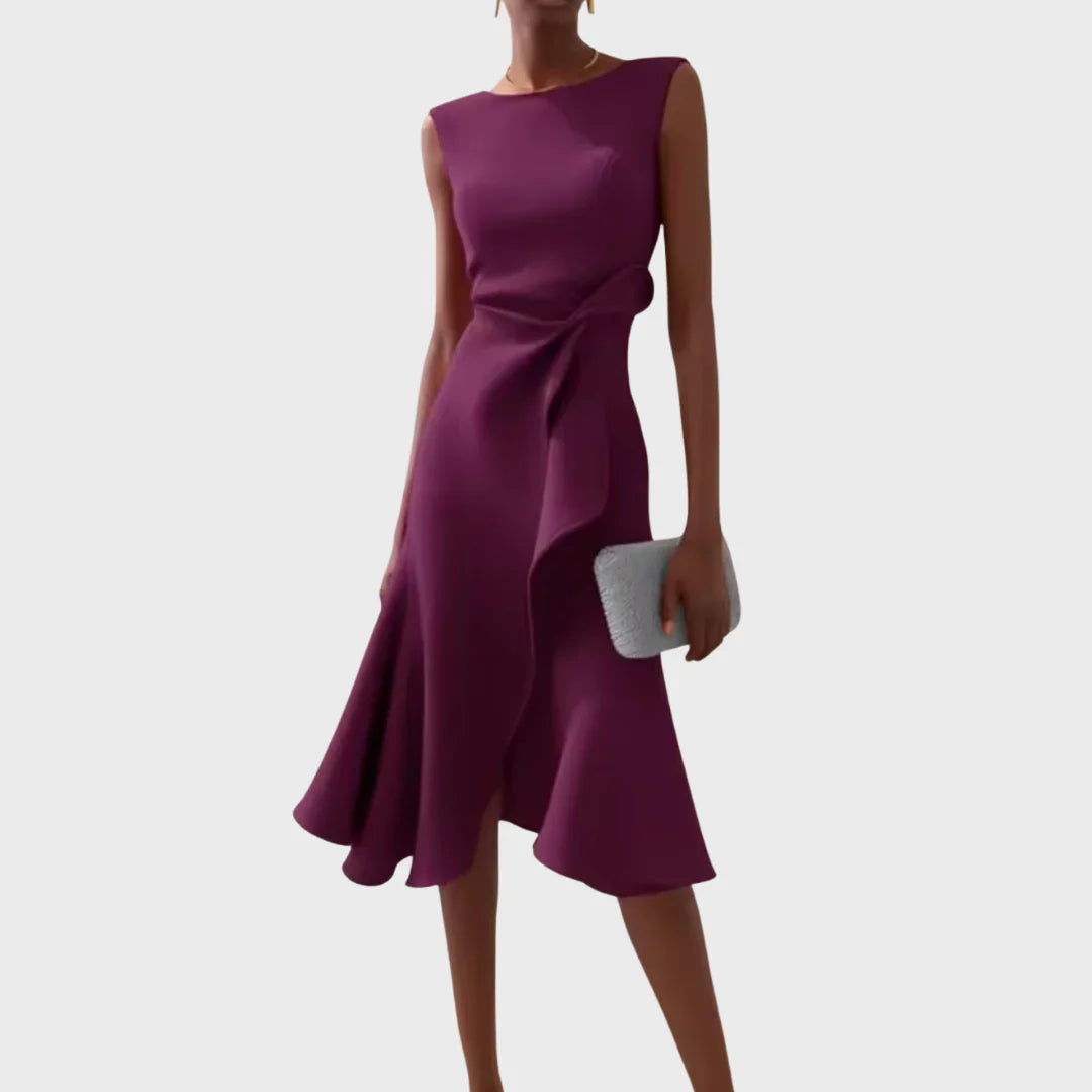 Sheila- Elegant Women's Midi Dress with Ruffle Details