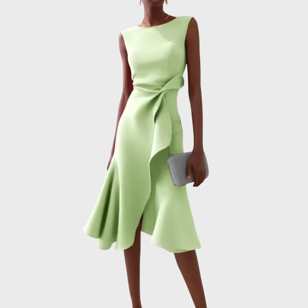 Sheila- Elegant Women's Midi Dress with Ruffle Details