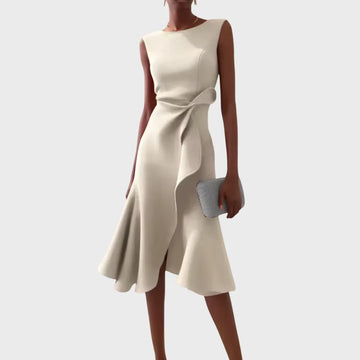 Sheila- Elegant Women's Midi Dress with Ruffle Details