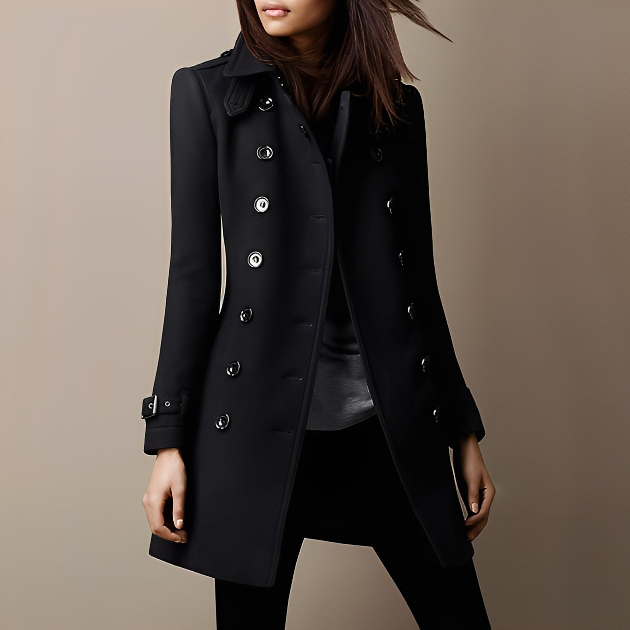Aryana - Elegant wool coat with two rows for women