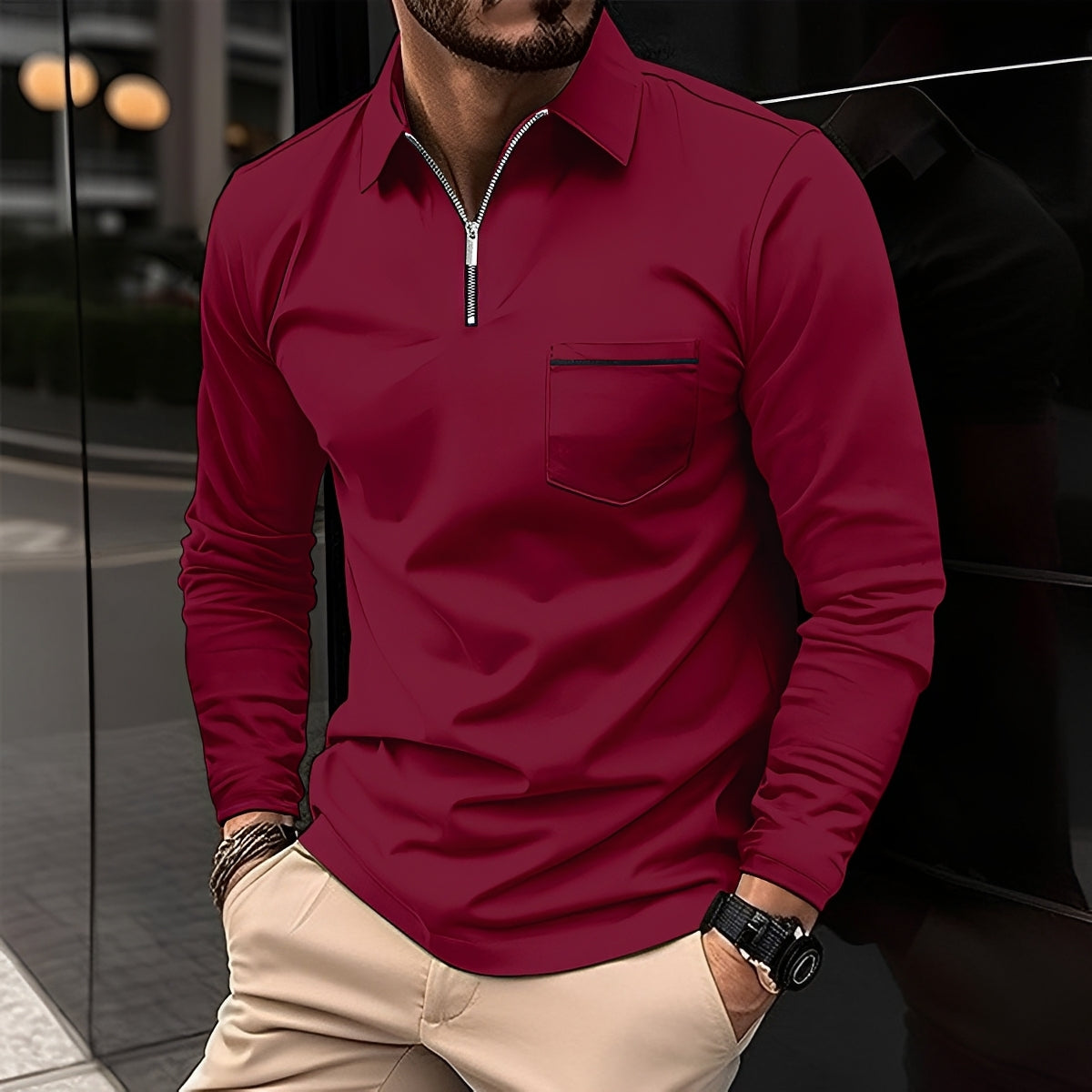 Jackson - Men's Long-Sleeve Polo Shirt - Perfect for Everyday Wear