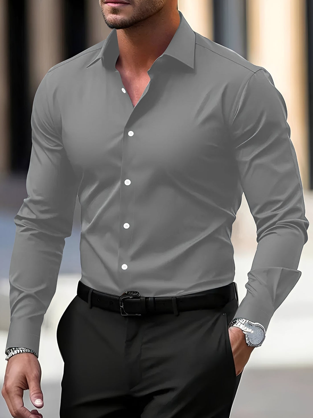 Jeremy – Men's long-sleeve shirt – suitable for casual and formal settings