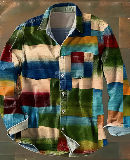 Theo - Classic Long Sleeve Shirt with Pattern for Men