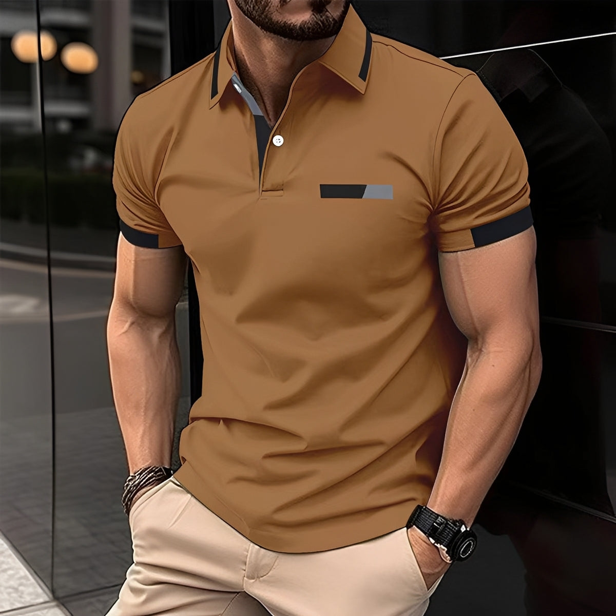 Julian - Trendy, sporty men's polo shirt with a lapel collar