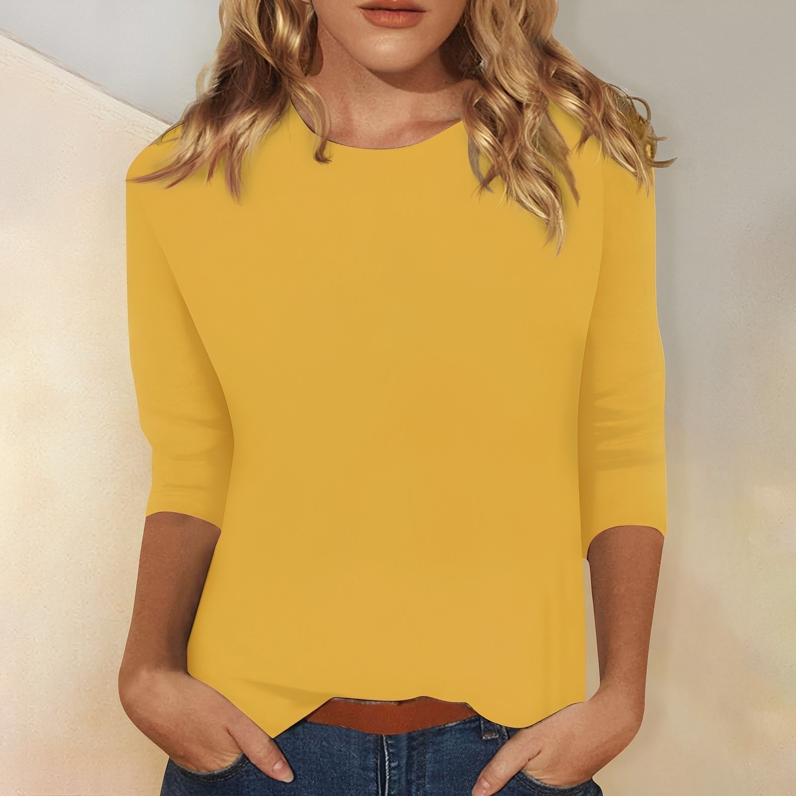 Katherina - Casual long-sleeve shirt with a round neckline for women