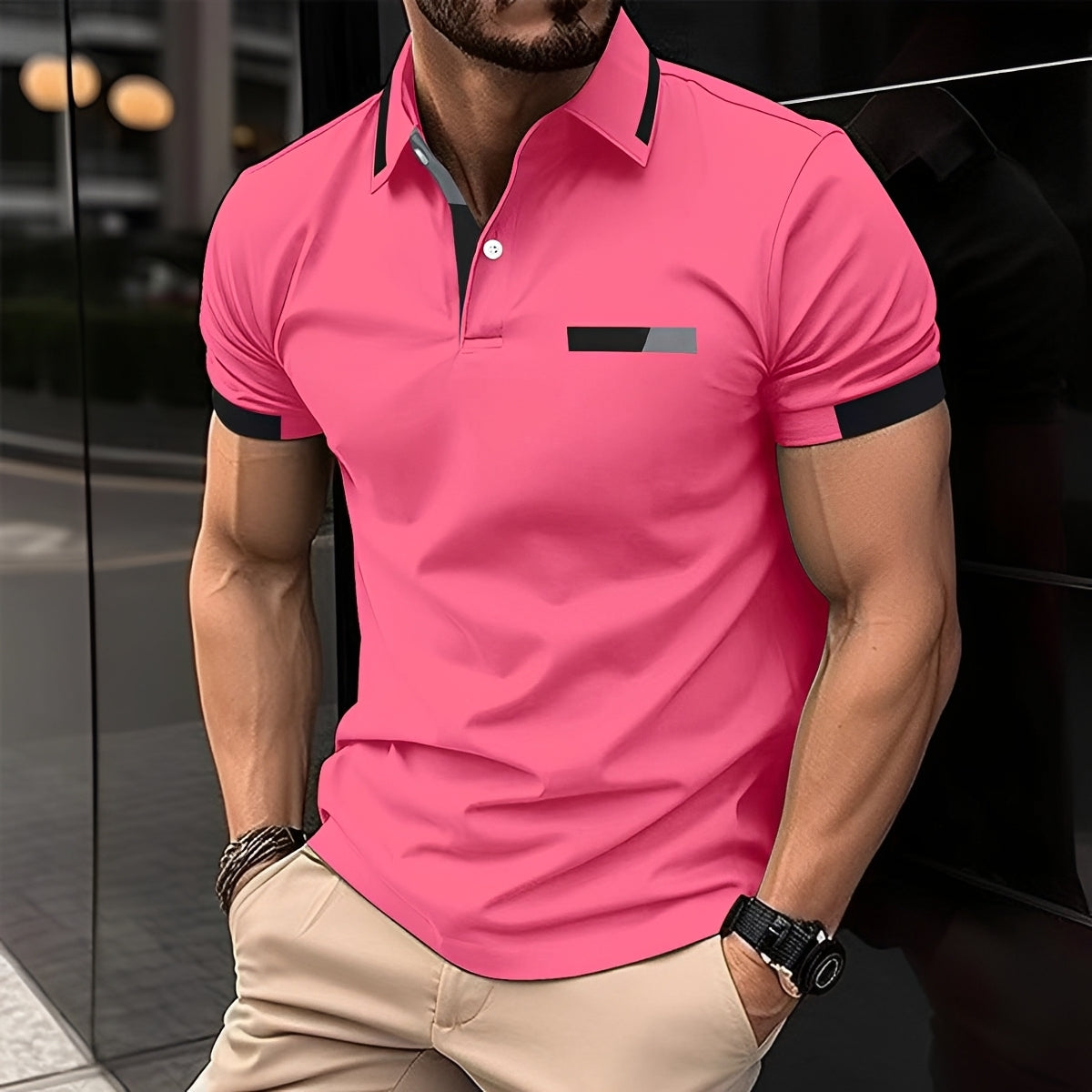 Julian - Trendy, sporty men's polo shirt with a lapel collar