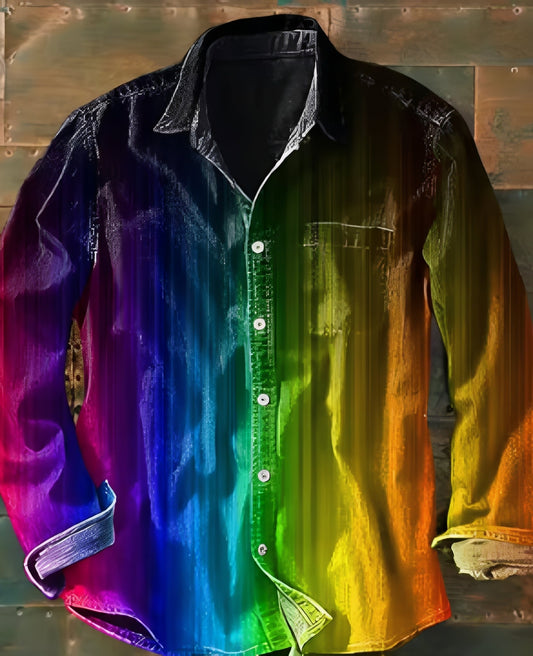 Theo - Classic Long Sleeve Shirt with Pattern for Men