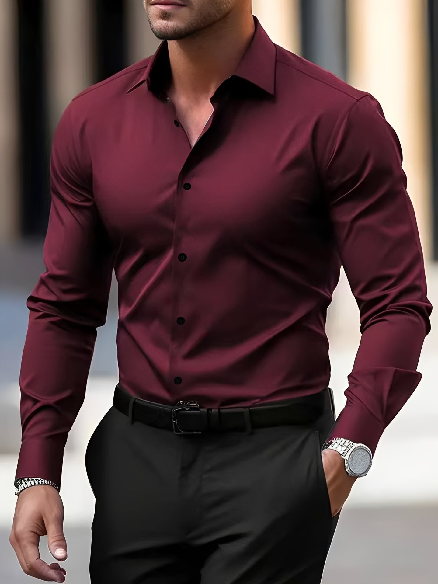 Jeremy – Men's long-sleeve shirt – suitable for casual and formal settings