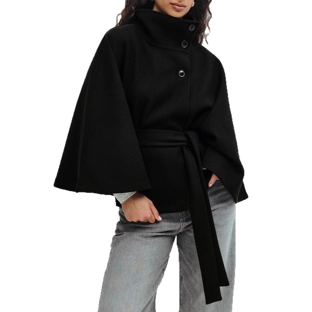 Loraine - Flowing and stitched jacket with belt for ladies