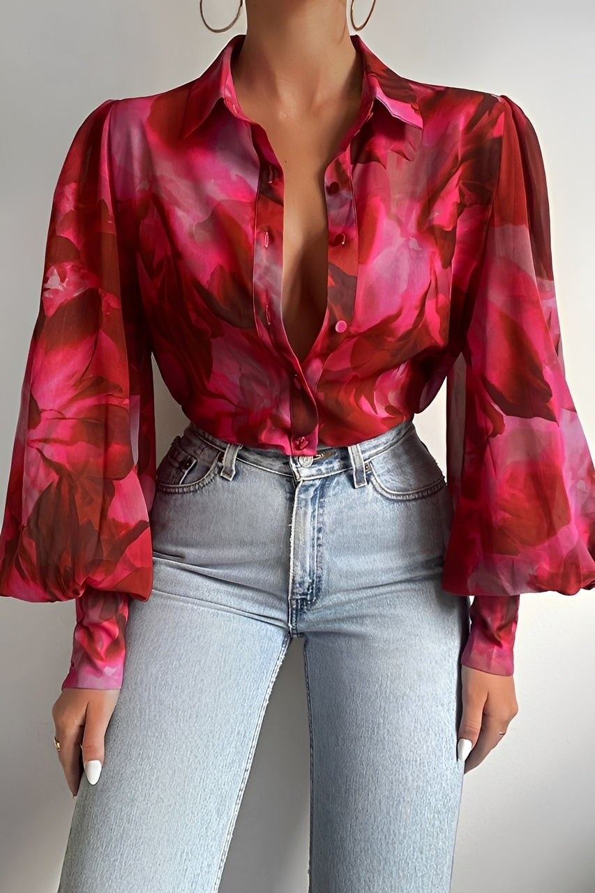 Carla - Trendy blouse with lantern sleeves for women