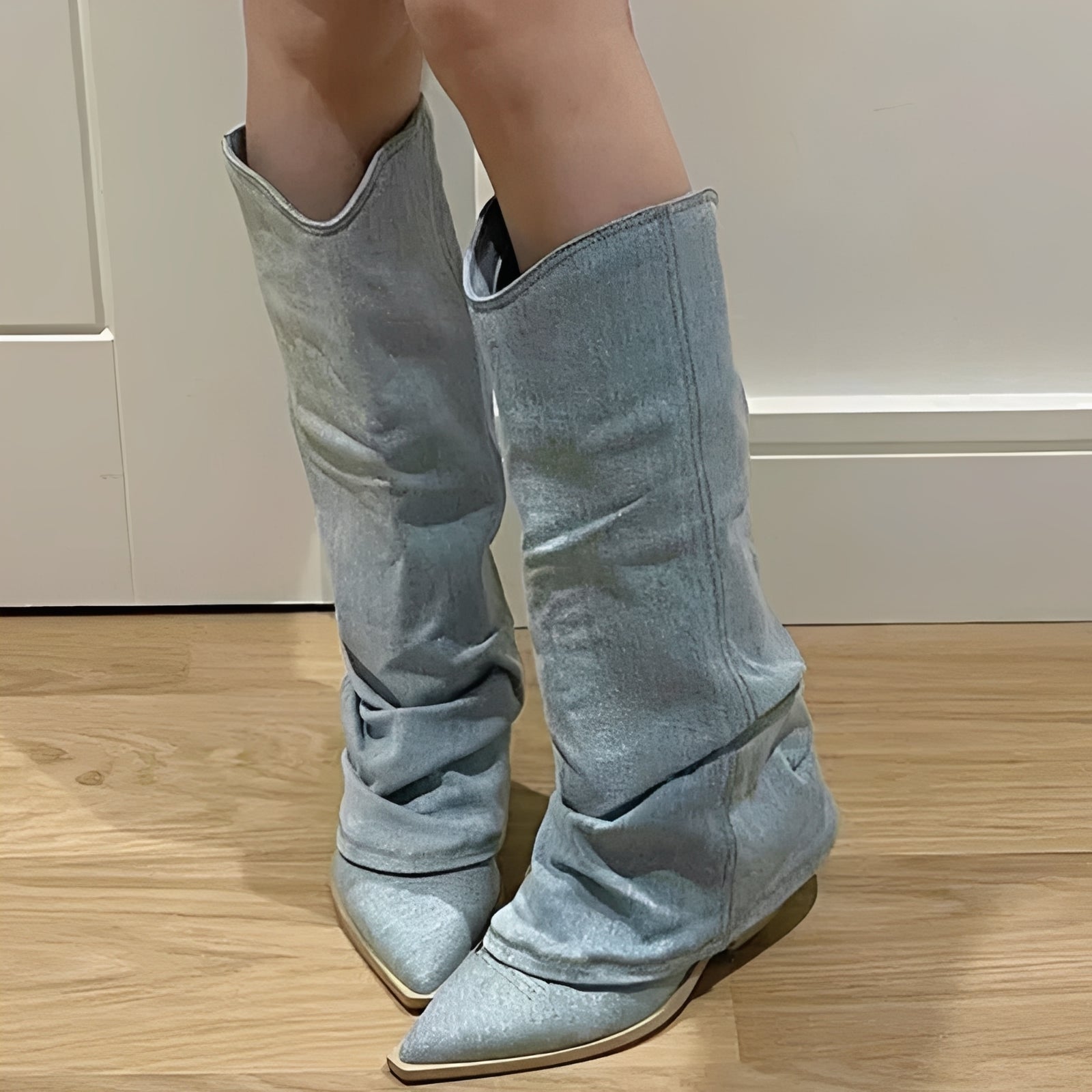 Josie - Fashionable knee-high denim boots for women