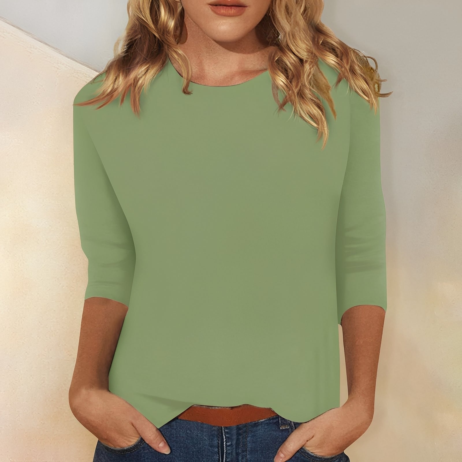 Katherina - Casual long-sleeve shirt with a round neckline for women