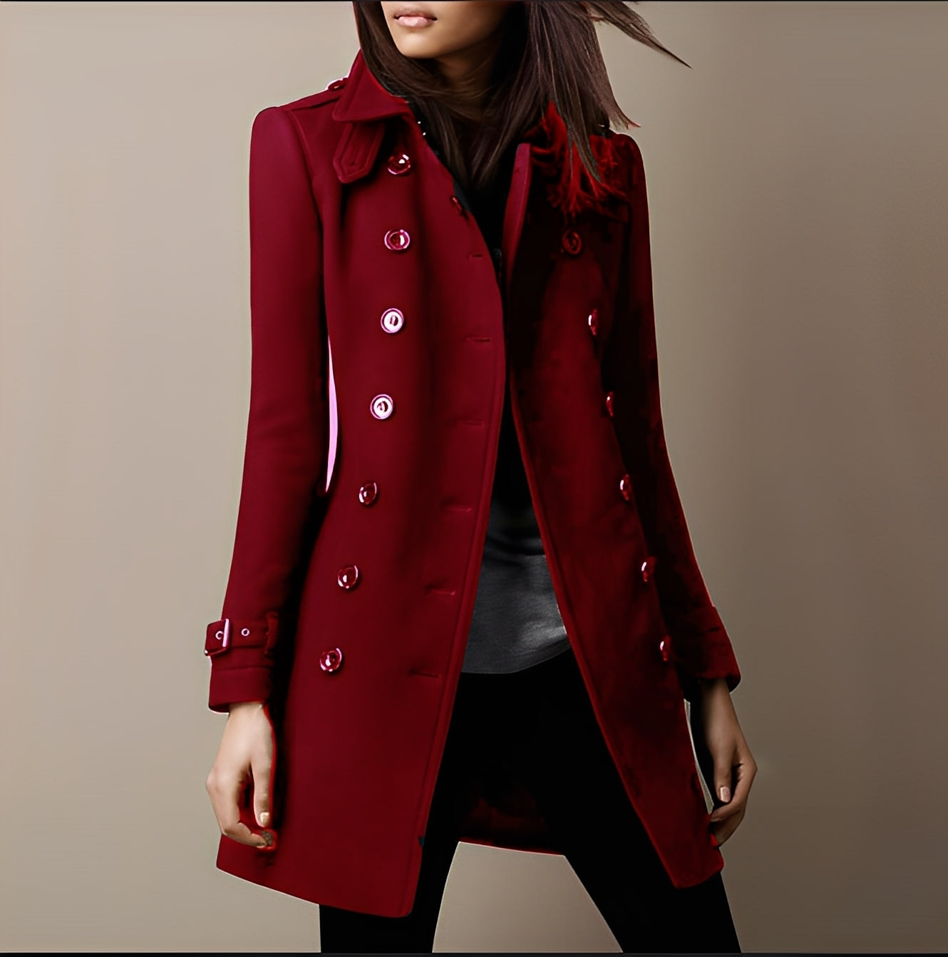 Aryana - Elegant wool coat with two rows for women