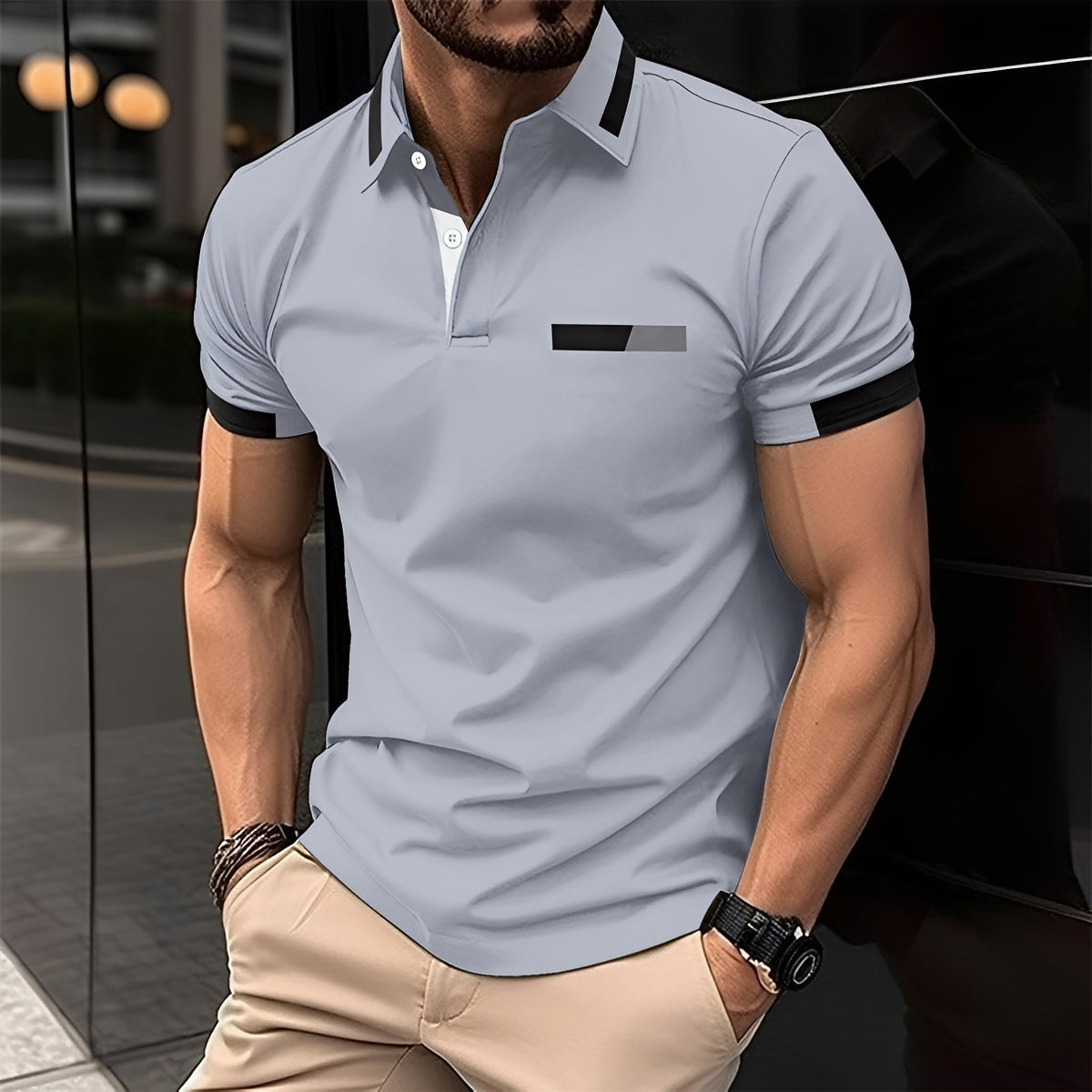 Julian - Trendy, sporty men's polo shirt with a lapel collar