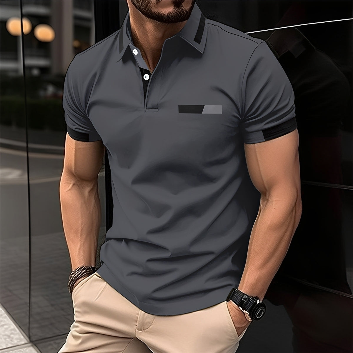Julian - Trendy, sporty men's polo shirt with a lapel collar