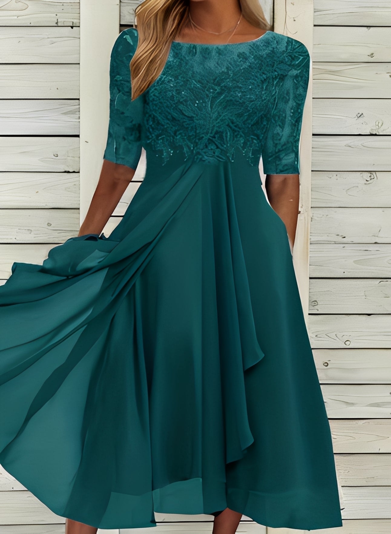 Lena – Women's Midi Dress – Stylish and Comfortable