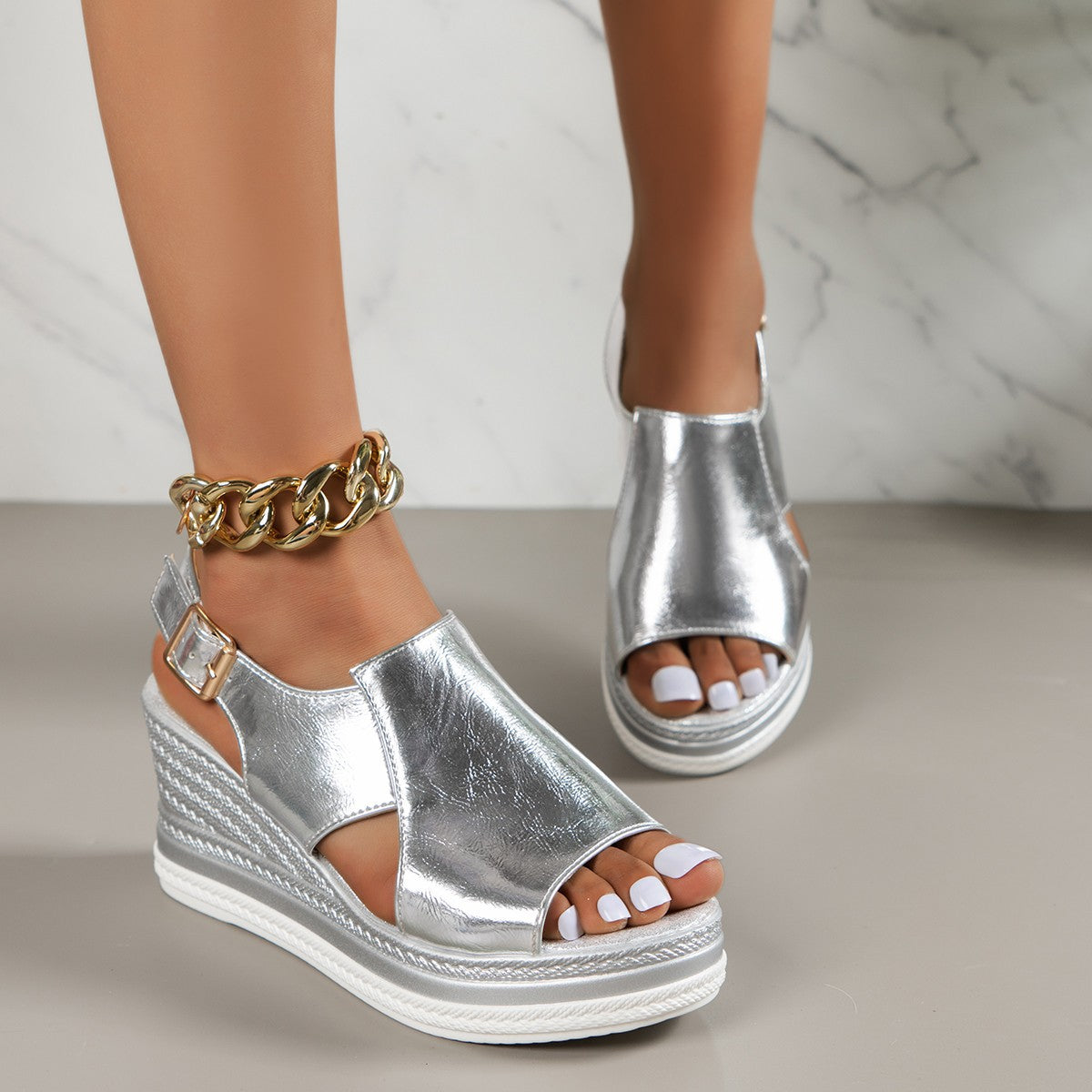 Alicia - Thick Sole Sandals with Buckle