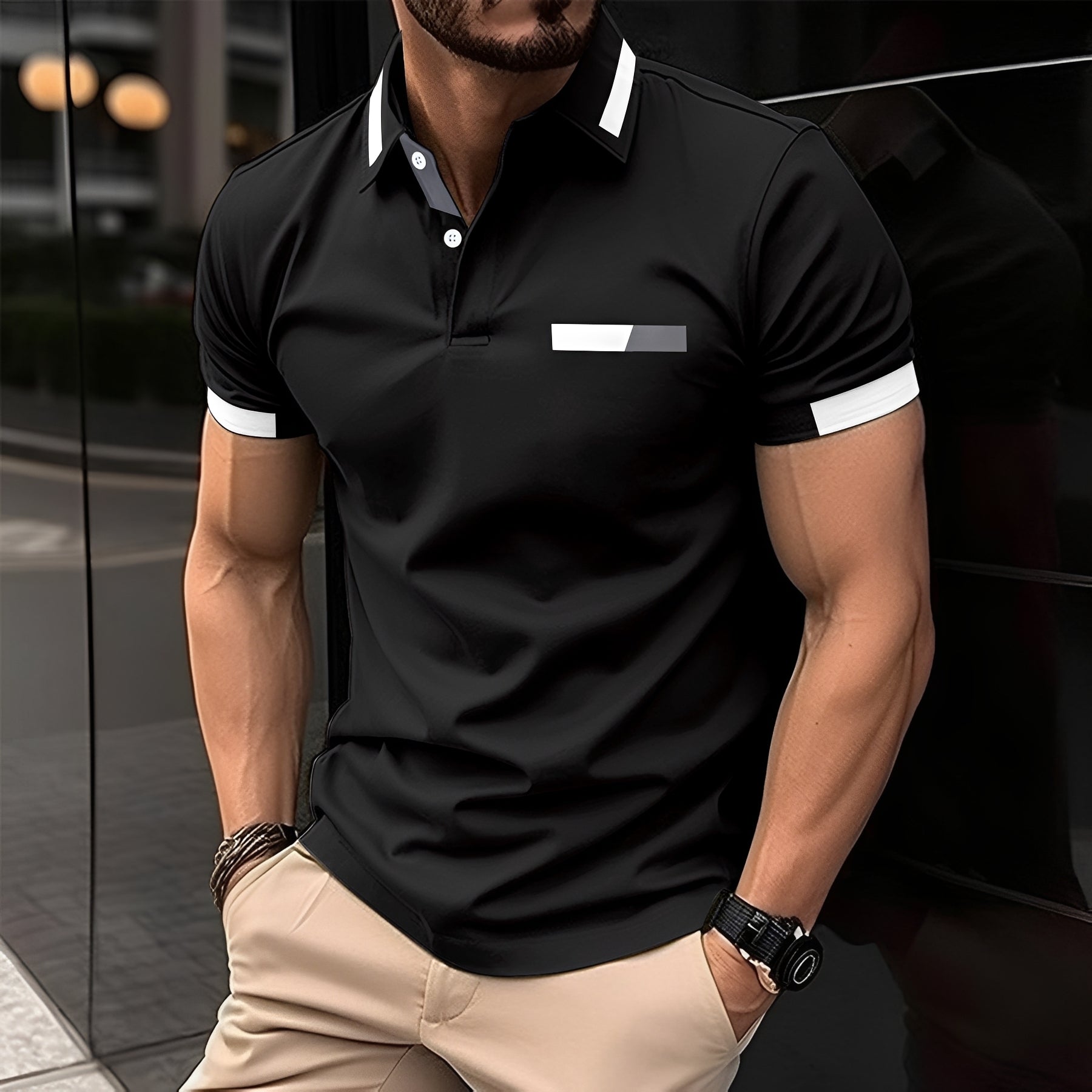 Julian - Trendy, sporty men's polo shirt with a lapel collar