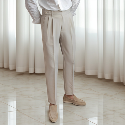 Kristian - Men's pleated trousers with a buckle for elegance
