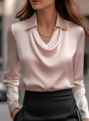 Terry - Elegant Long-Sleeved Blouse with Pleats