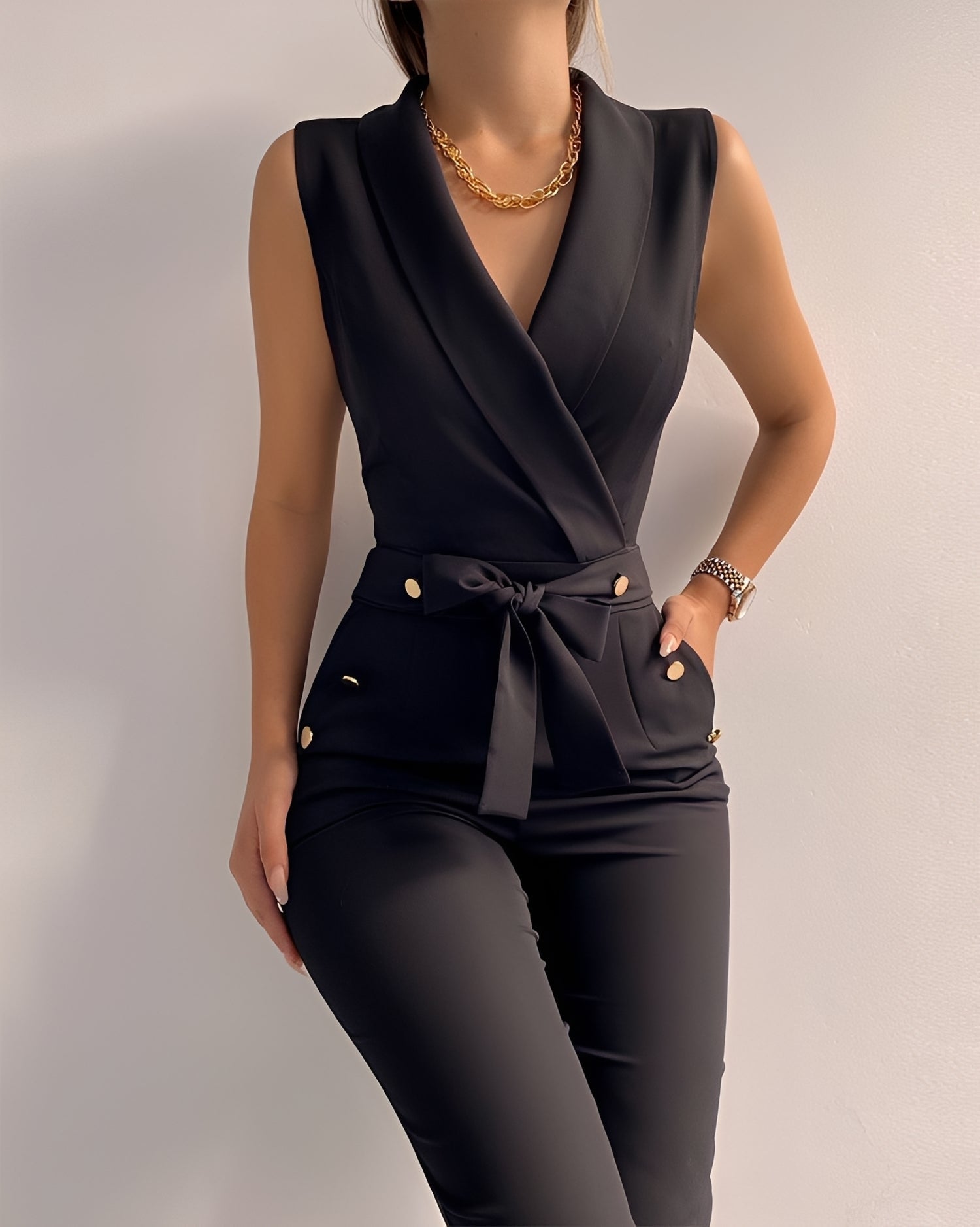Jannat - Sophisticated Lapel Jumpsuit