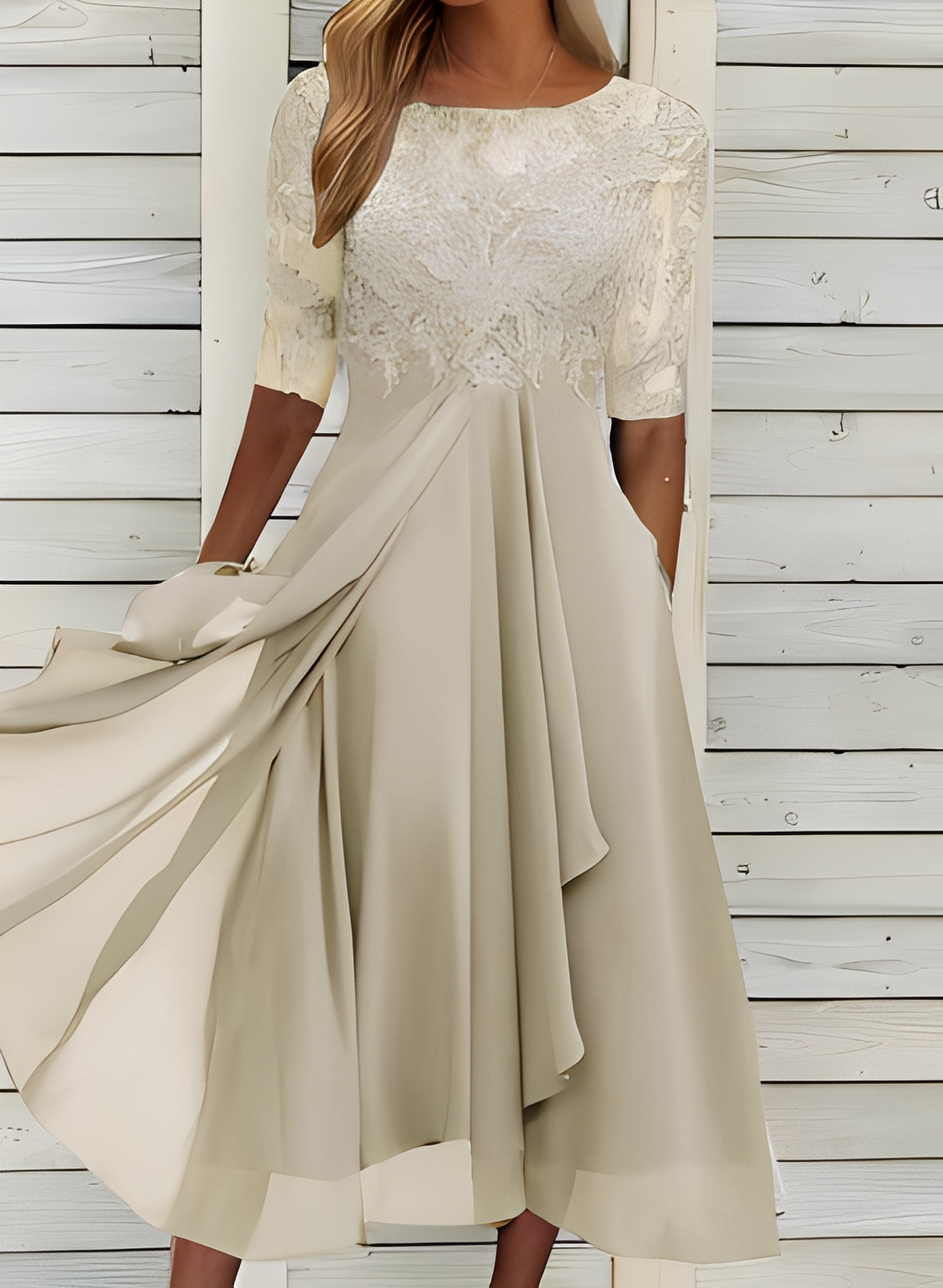 Lena – Women's Midi Dress – Stylish and Comfortable