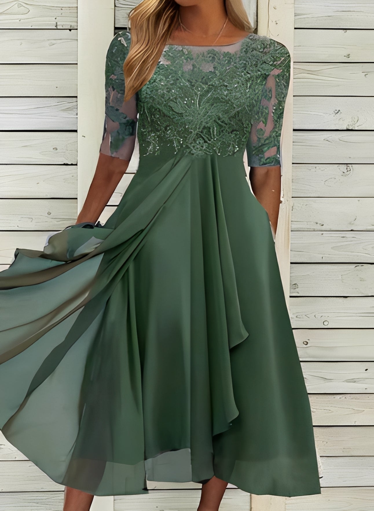 Lena – Women's Midi Dress – Stylish and Comfortable