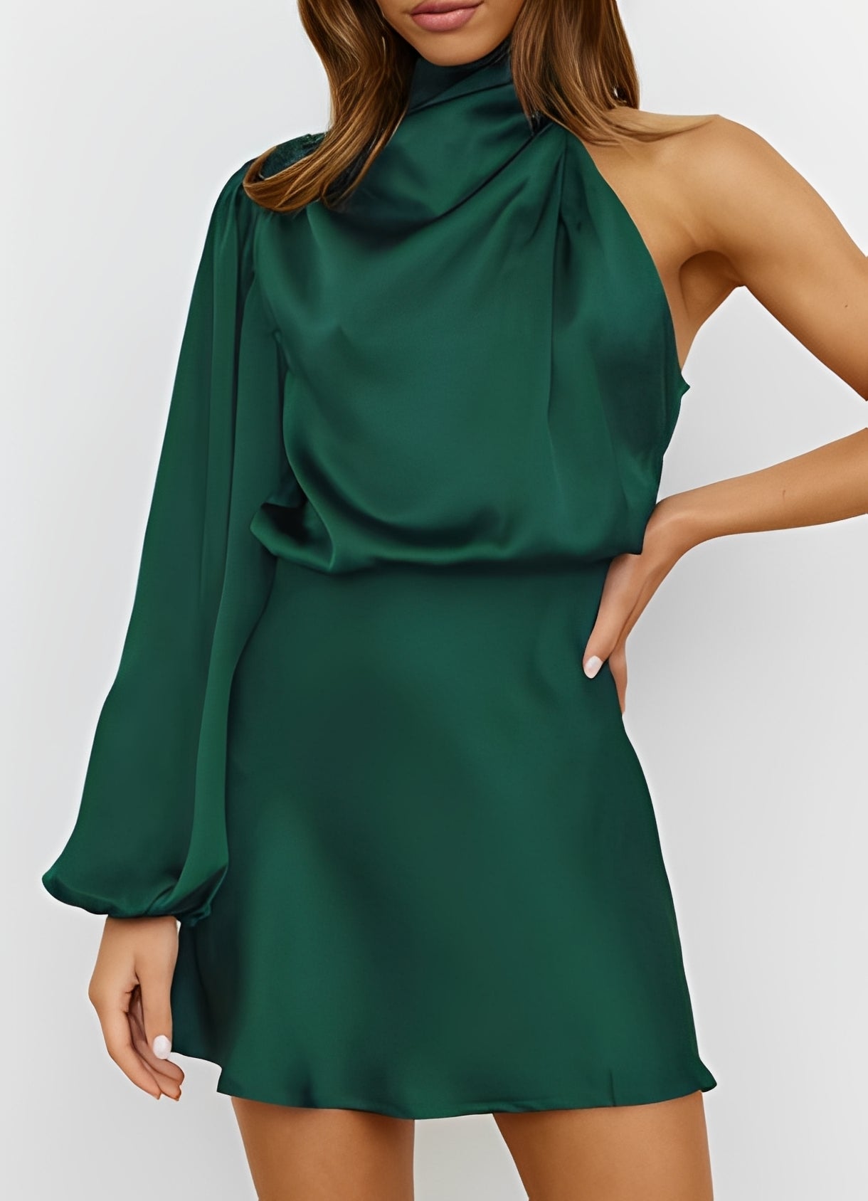 Sammy - Stylish Long-sleeve One-Shoulder Dress
