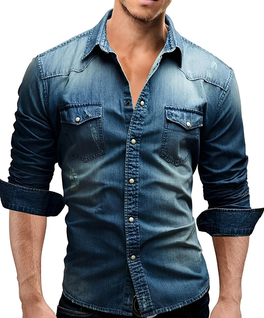 Arjun - Men's Denim Shirt - Relaxed Long-sleeve