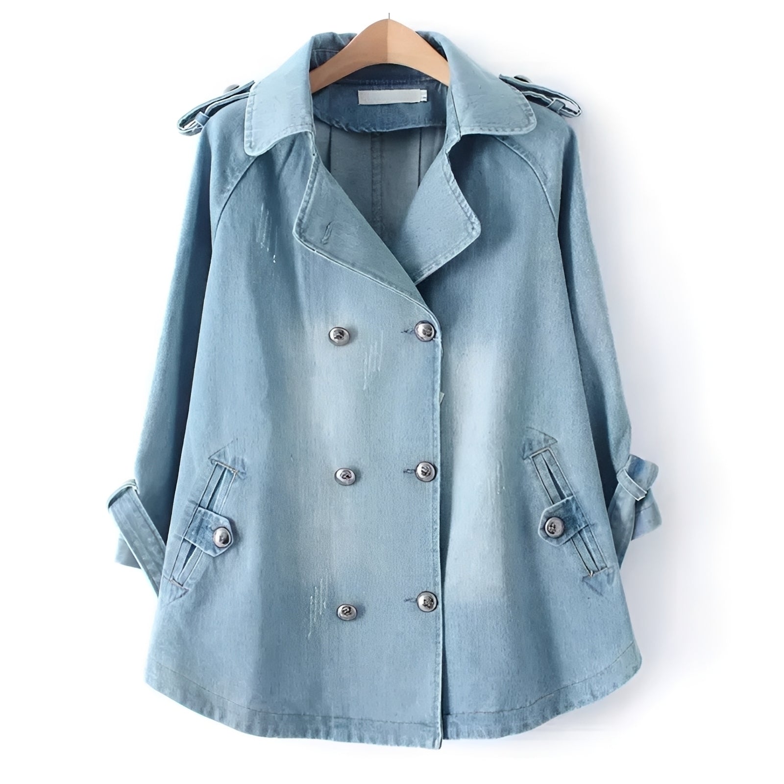 Faye - Trendy Cape Jacket in Denim