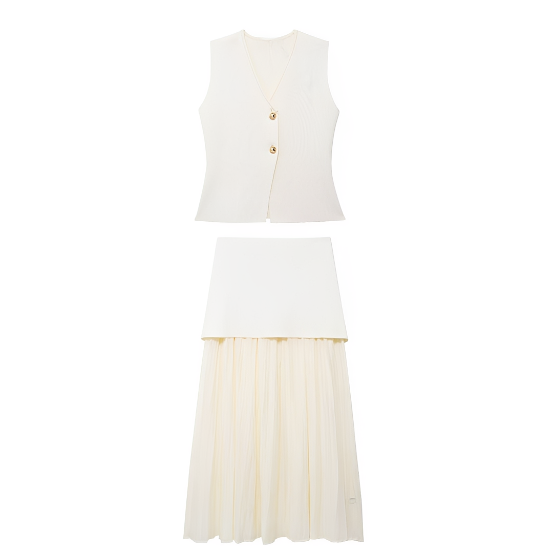 Airen - Casual Vest and Skirt Set