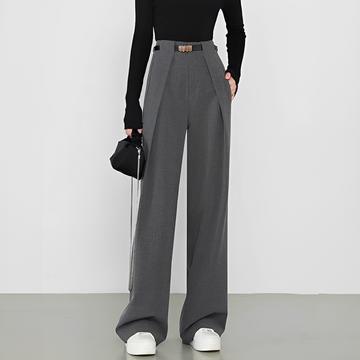 Hasmin - Plain pockets straight pants