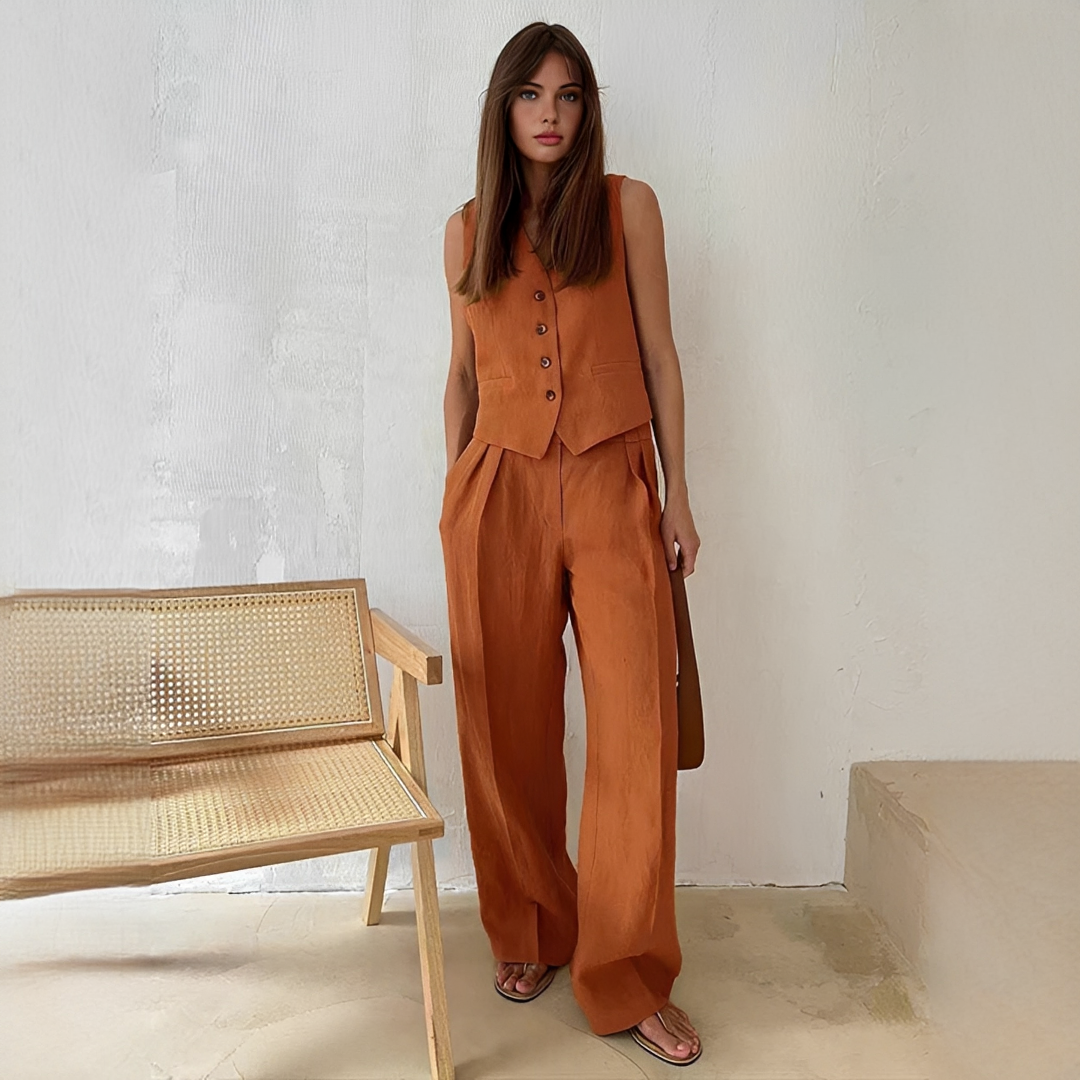 Eunise - Stylish Top and Pants Ensemble