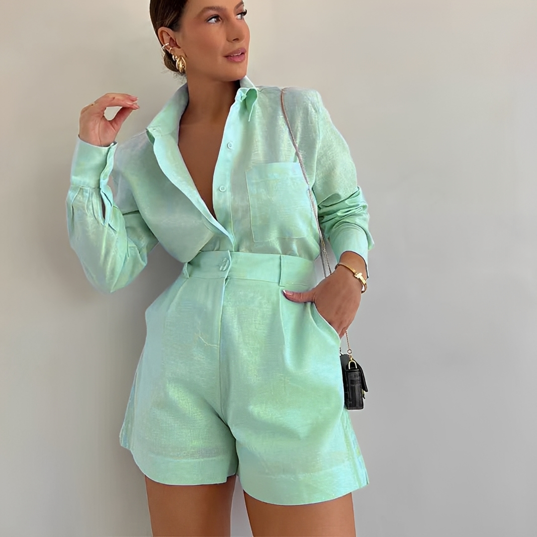 Yasin - Loose Shorts and Long Sleeve Top Set