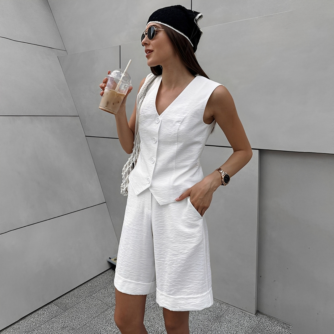 Ruth - Basic Sleeveless Vest and Shorts Set