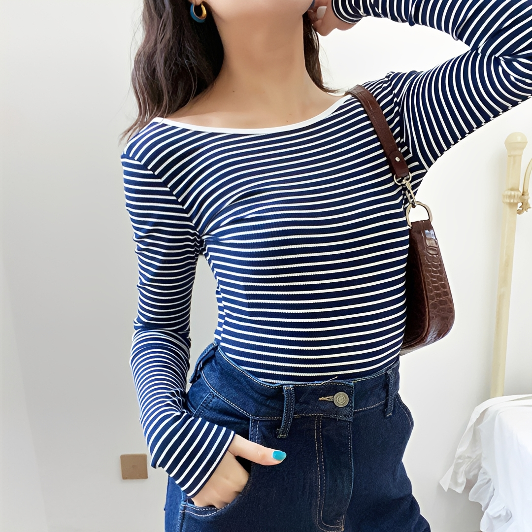 Michaila - Long Sleeve Striped Bodysuit
