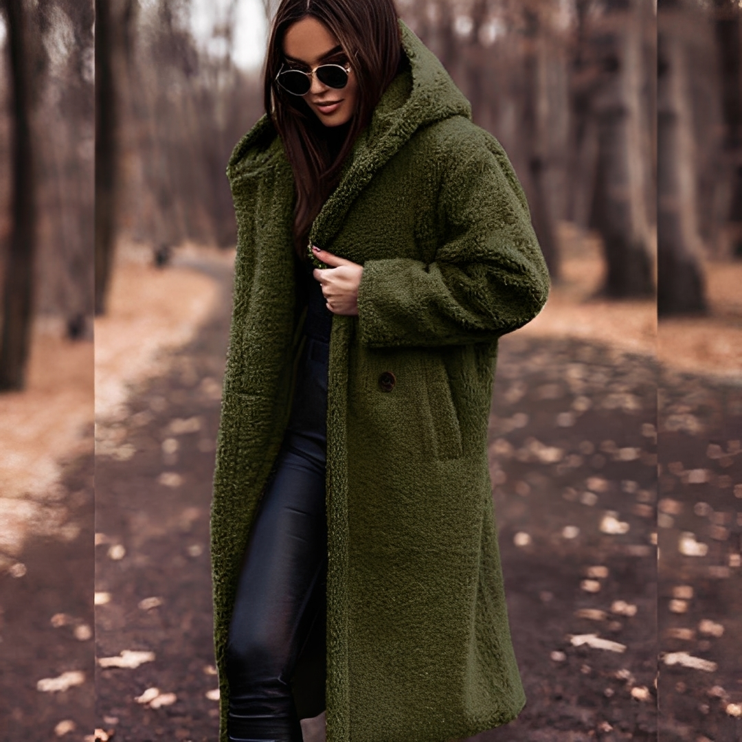 Lucette - Winter coat with faux fur hood for women