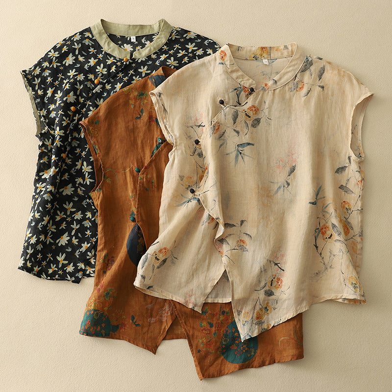 Diana - Sleeveless Floral Design Top