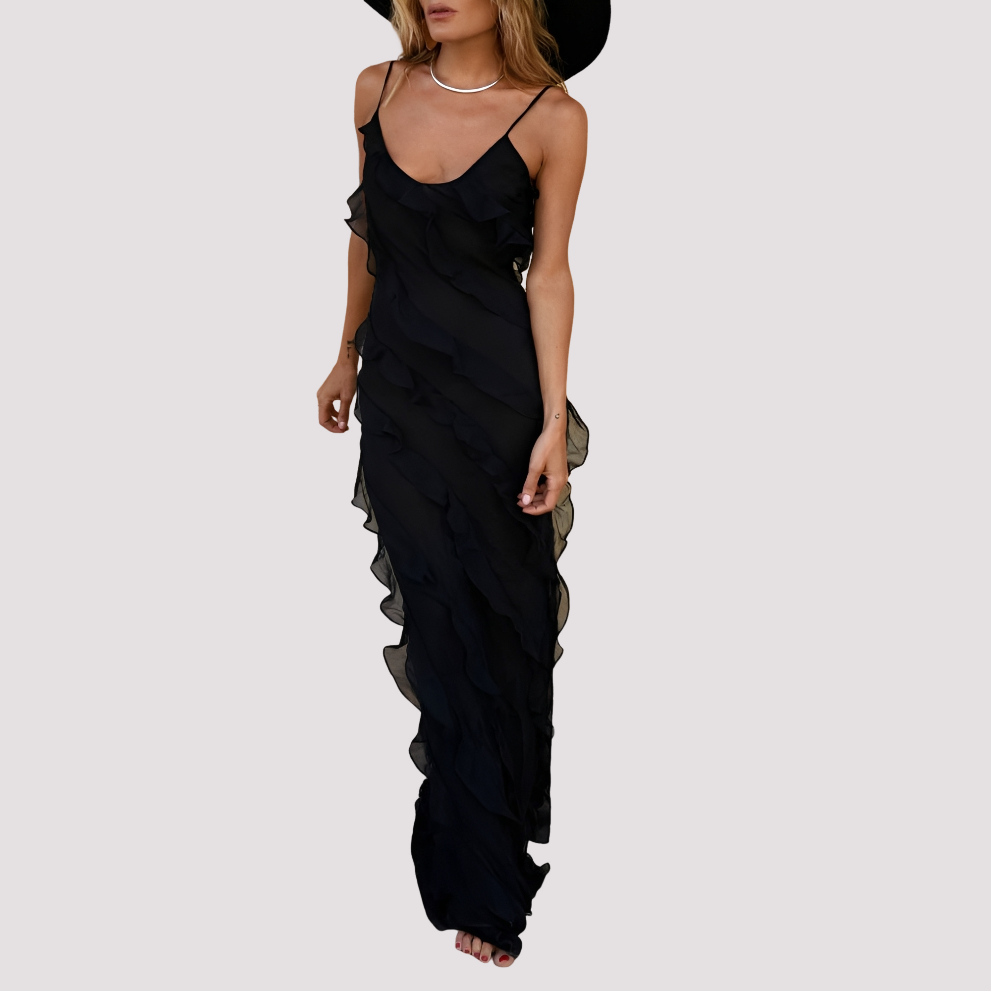 Micah - Trendy Long Dress with Ruffles