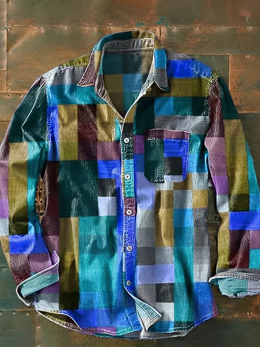 Charles – Men's long-sleeve shirt – Retro and colorful