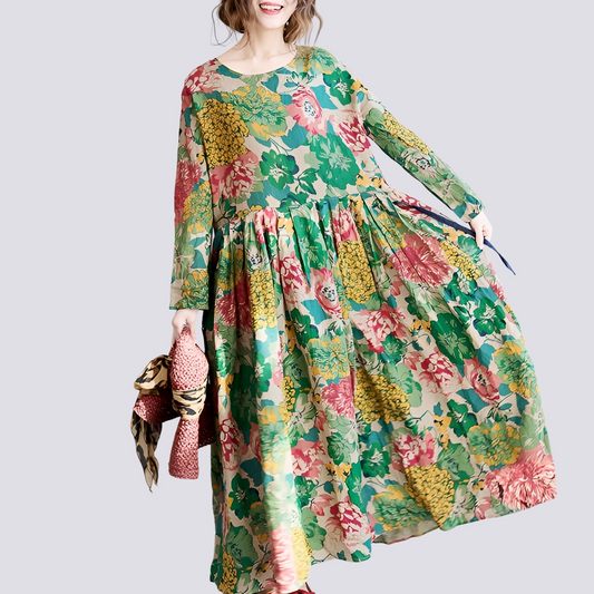 Terry - Chic long maxi dress with floral design for women