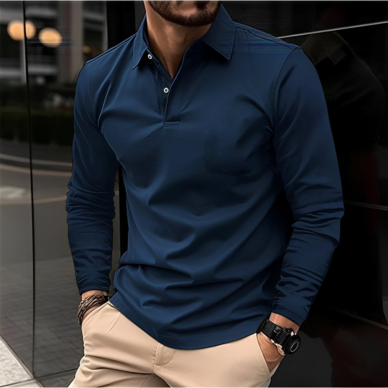 Conner – Men's long-sleeve polo shirt – Casual & comfortable
