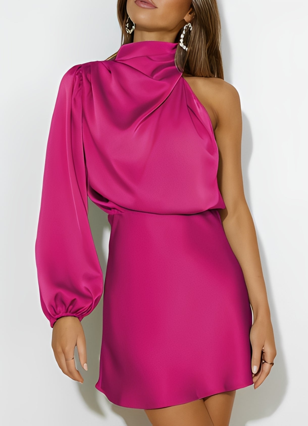 Sammy - Stylish Long-sleeve One-Shoulder Dress