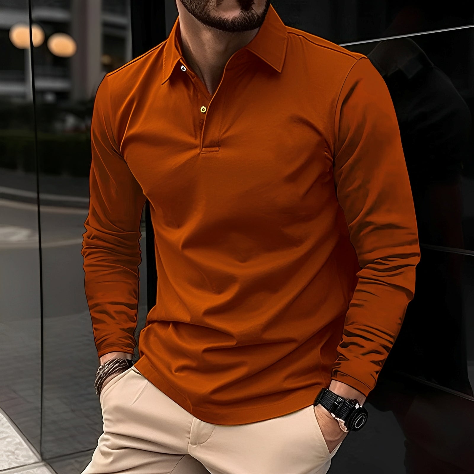 Conner – Men's long-sleeve polo shirt – Casual & comfortable