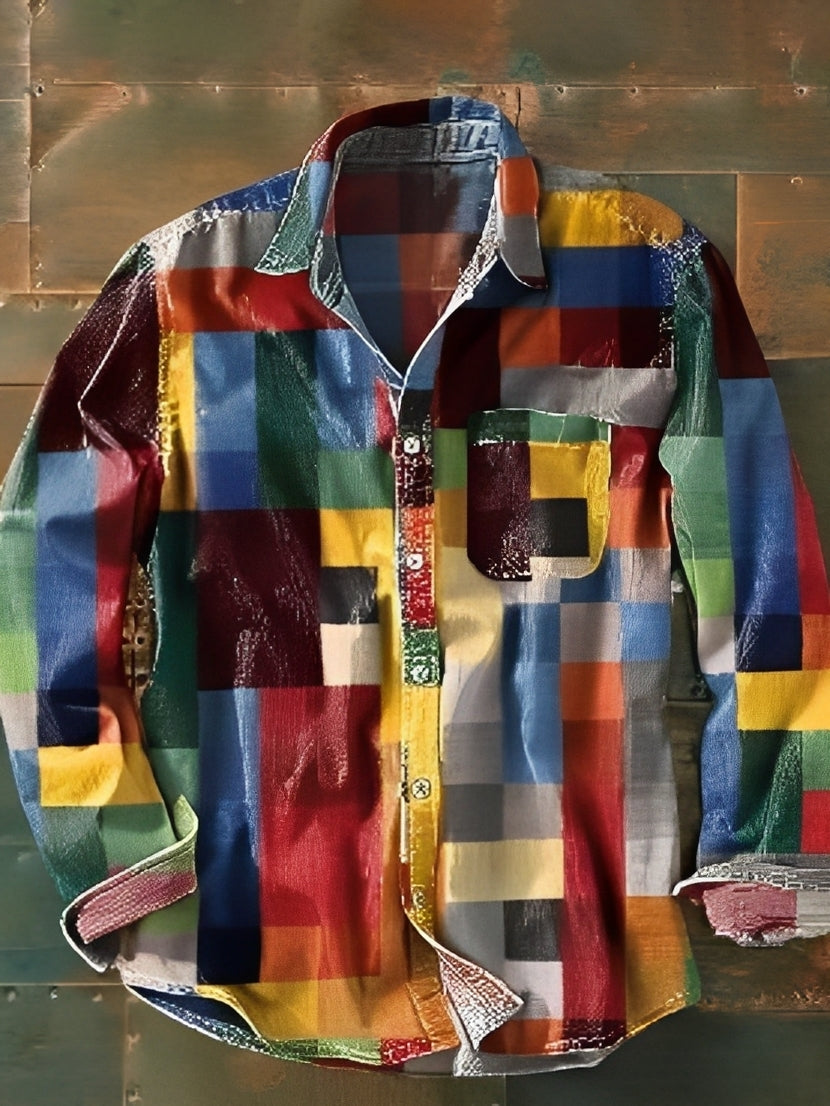 Charles – Men's long-sleeve shirt – Retro and colorful
