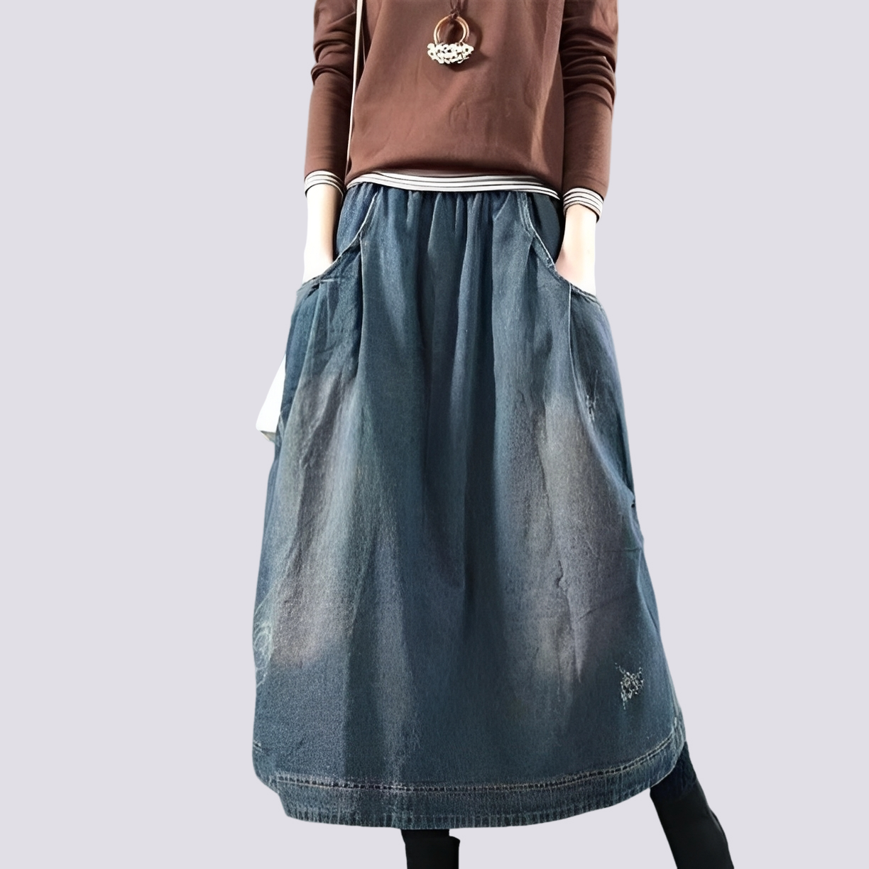 Fiona - Women's timeless patchwork denim skirt