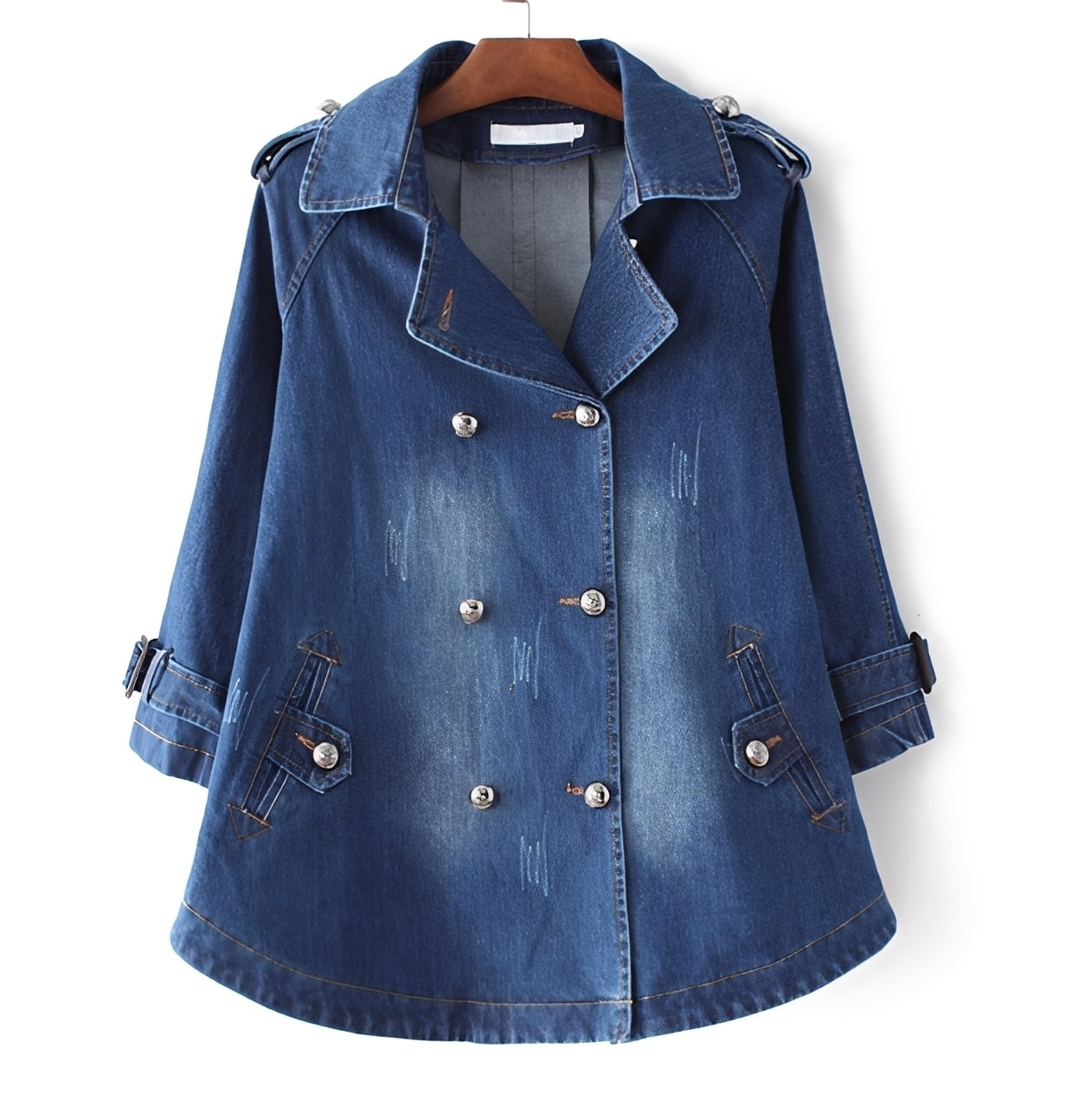 Faye - Trendy Cape Jacket in Denim